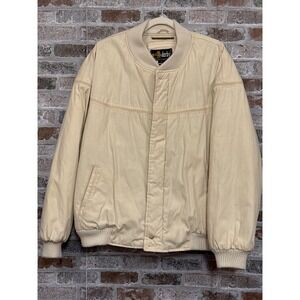 Derby of‎ San Francisco Vtg Cream Bomber Jacket XL Zip Front Ribbed Cuffs